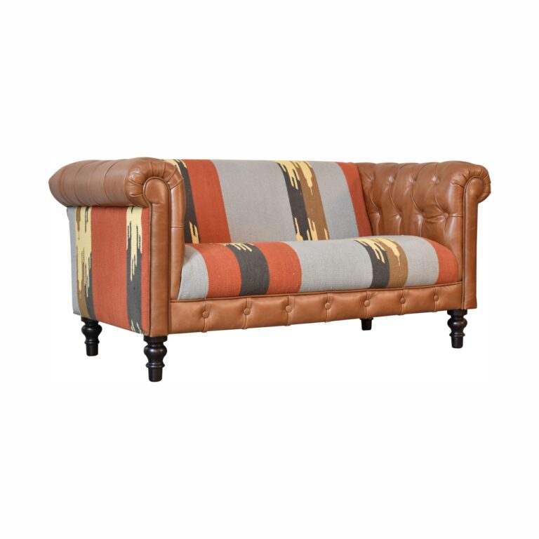 Durrie & Leather Mixed Sofa | Chesterfield