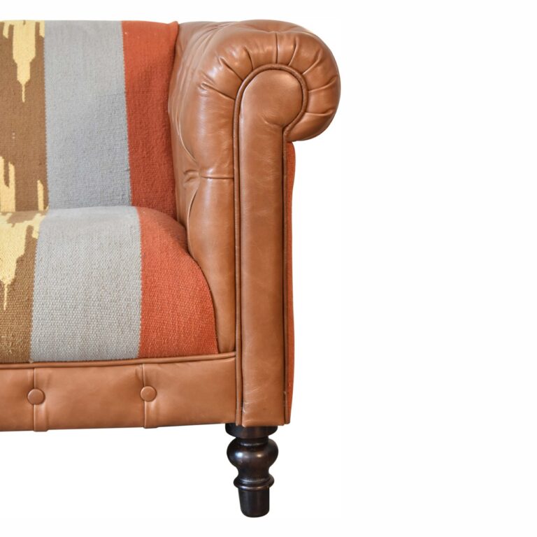 Durrie & Leather Mixed Sofa | Chesterfield