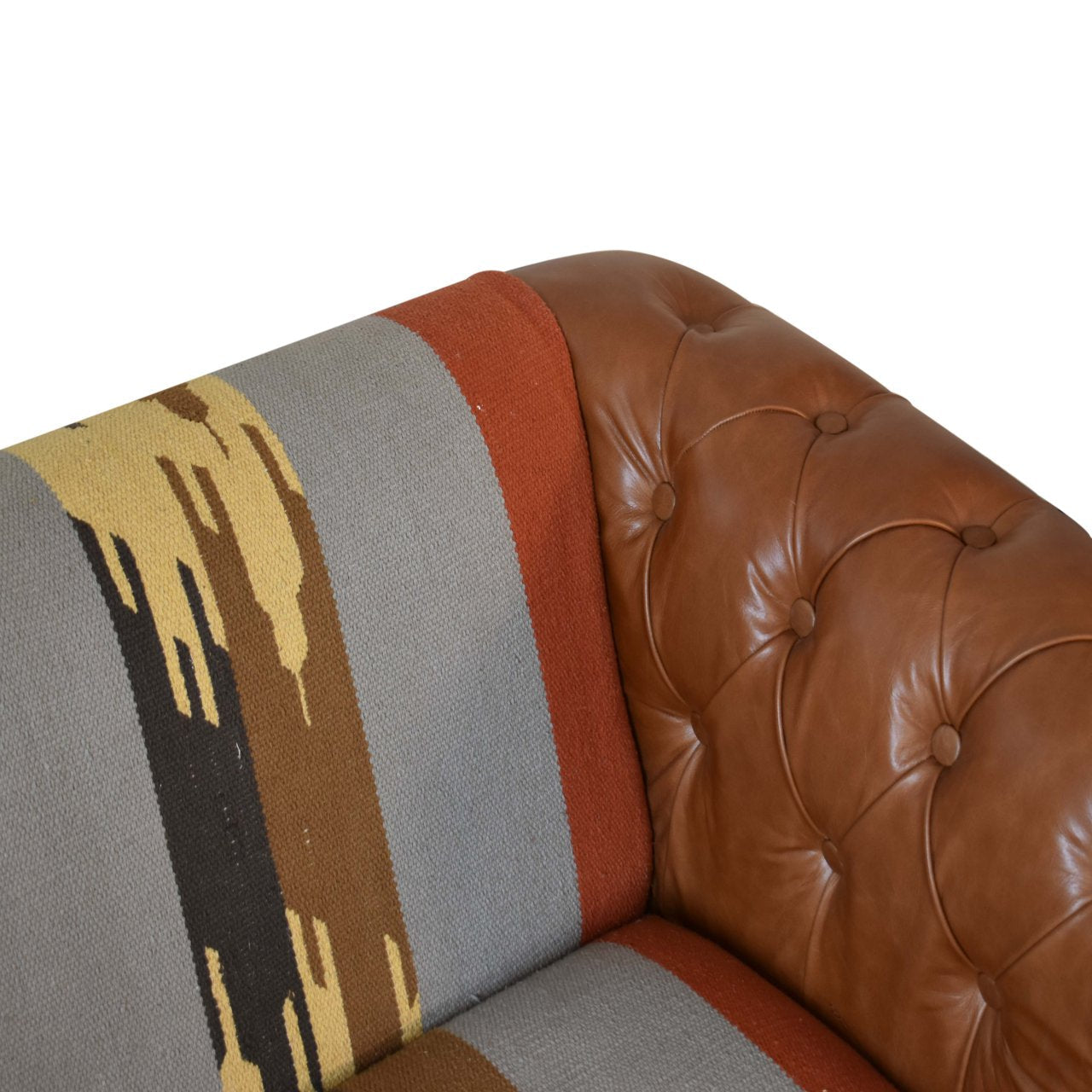 Durrie & Leather Mixed Sofa | Chesterfield