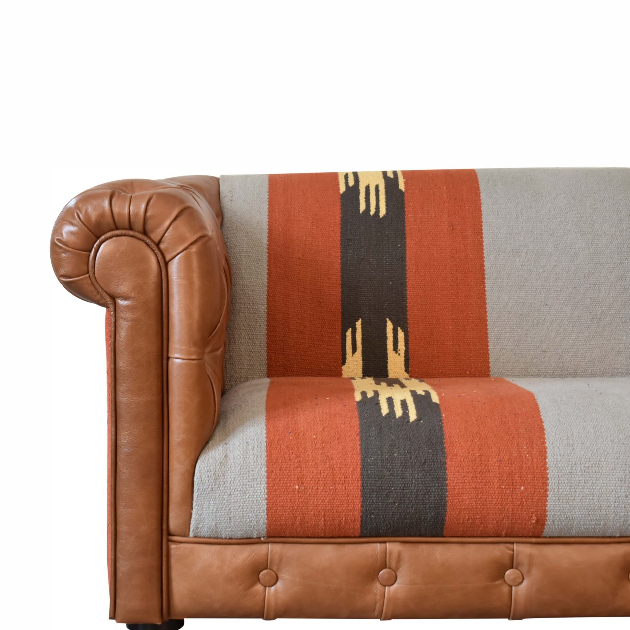 Durrie & Leather Mixed Sofa | Chesterfield