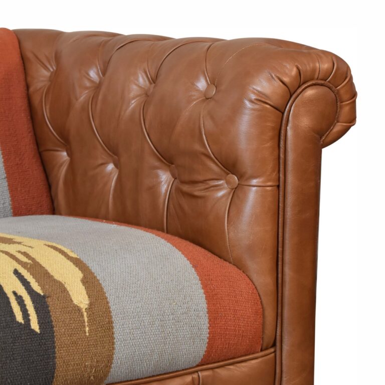 Durrie & Leather Mixed Sofa | Chesterfield