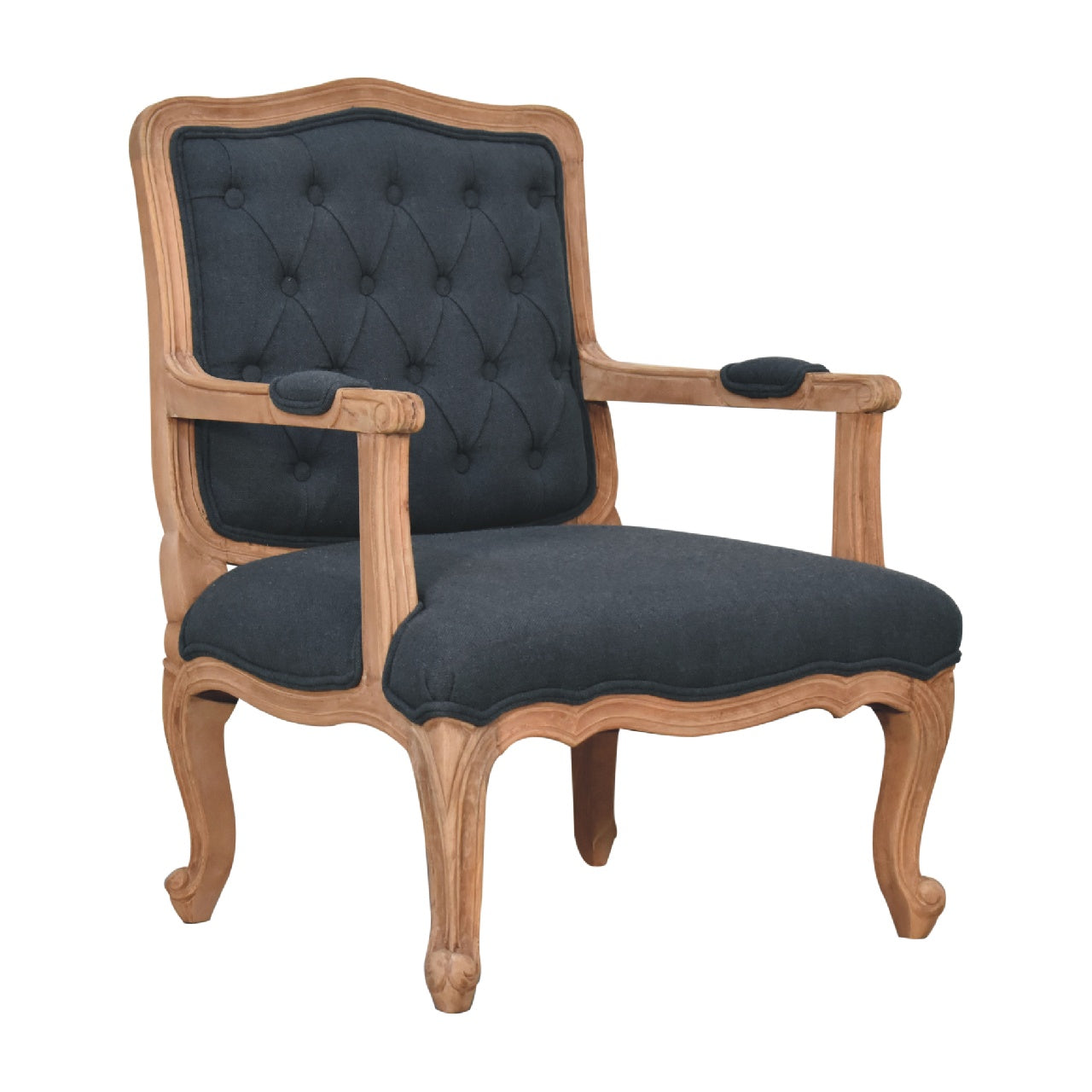 Navy Blue Linen French Style Chair