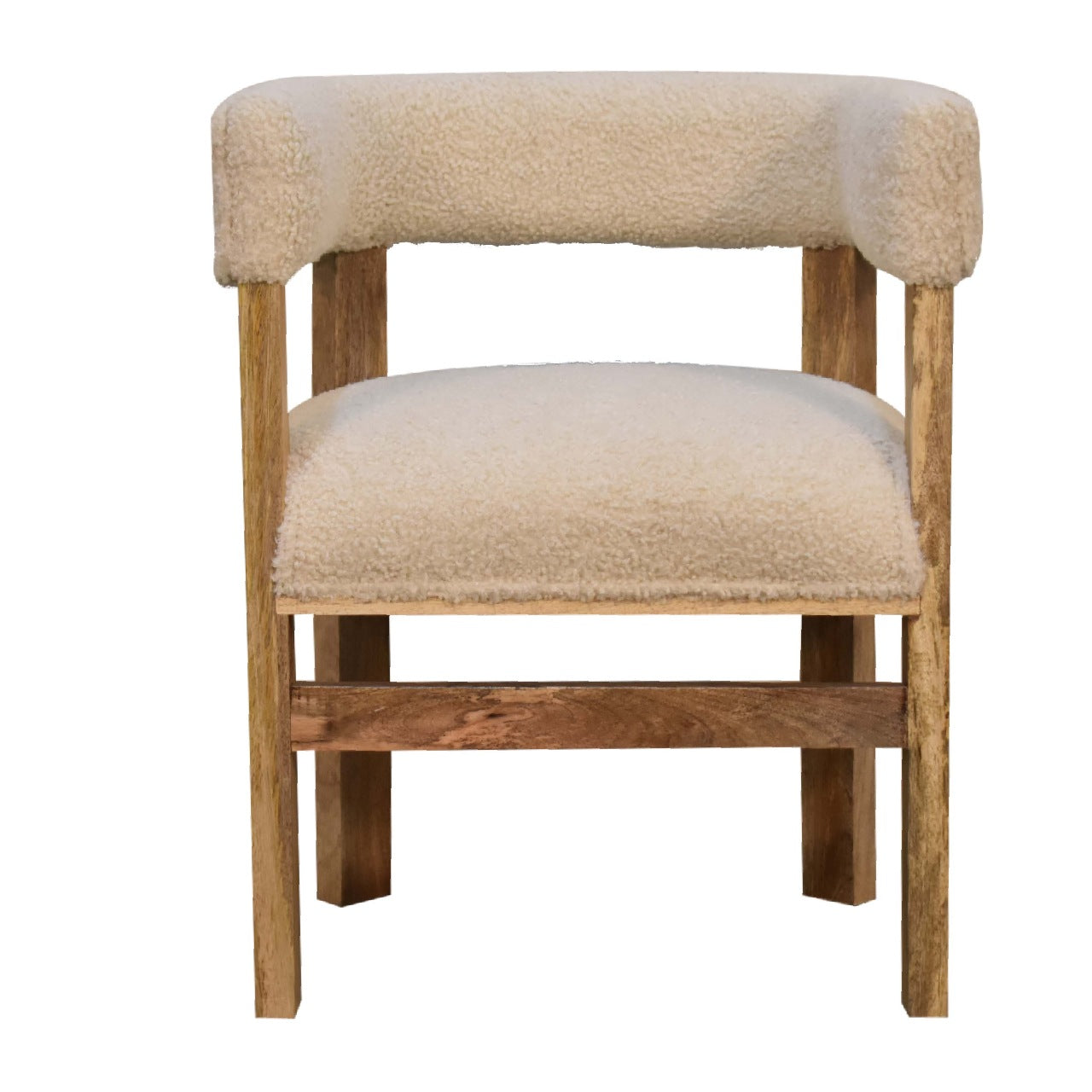 Cream Boucle Solid Wood Chair