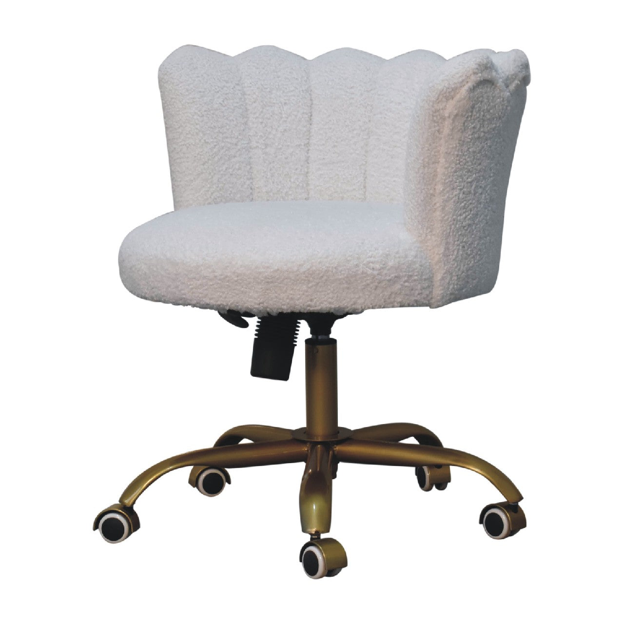 White Boucle Swival Chair