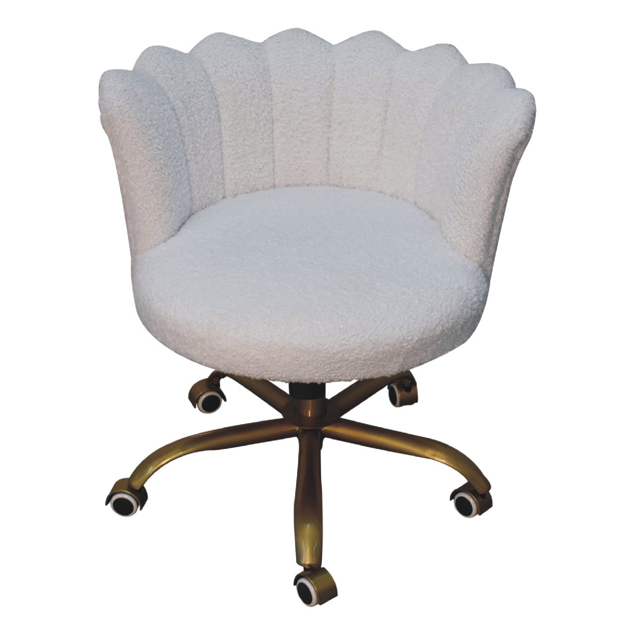 White Boucle Swival Chair