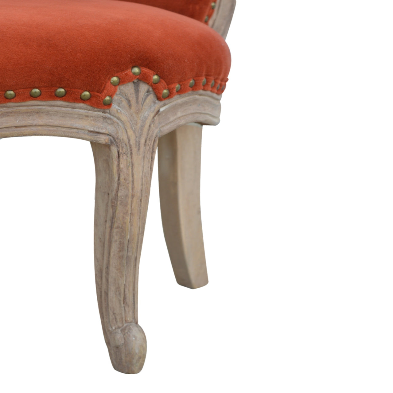 Brick Red Velvet Studded Chair