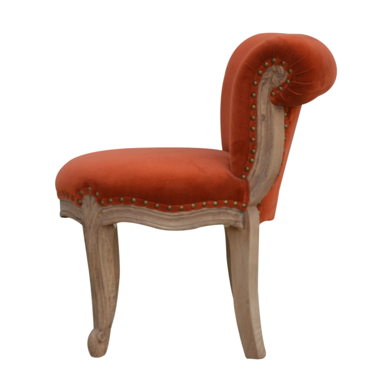 Brick Red Velvet Studded Chair