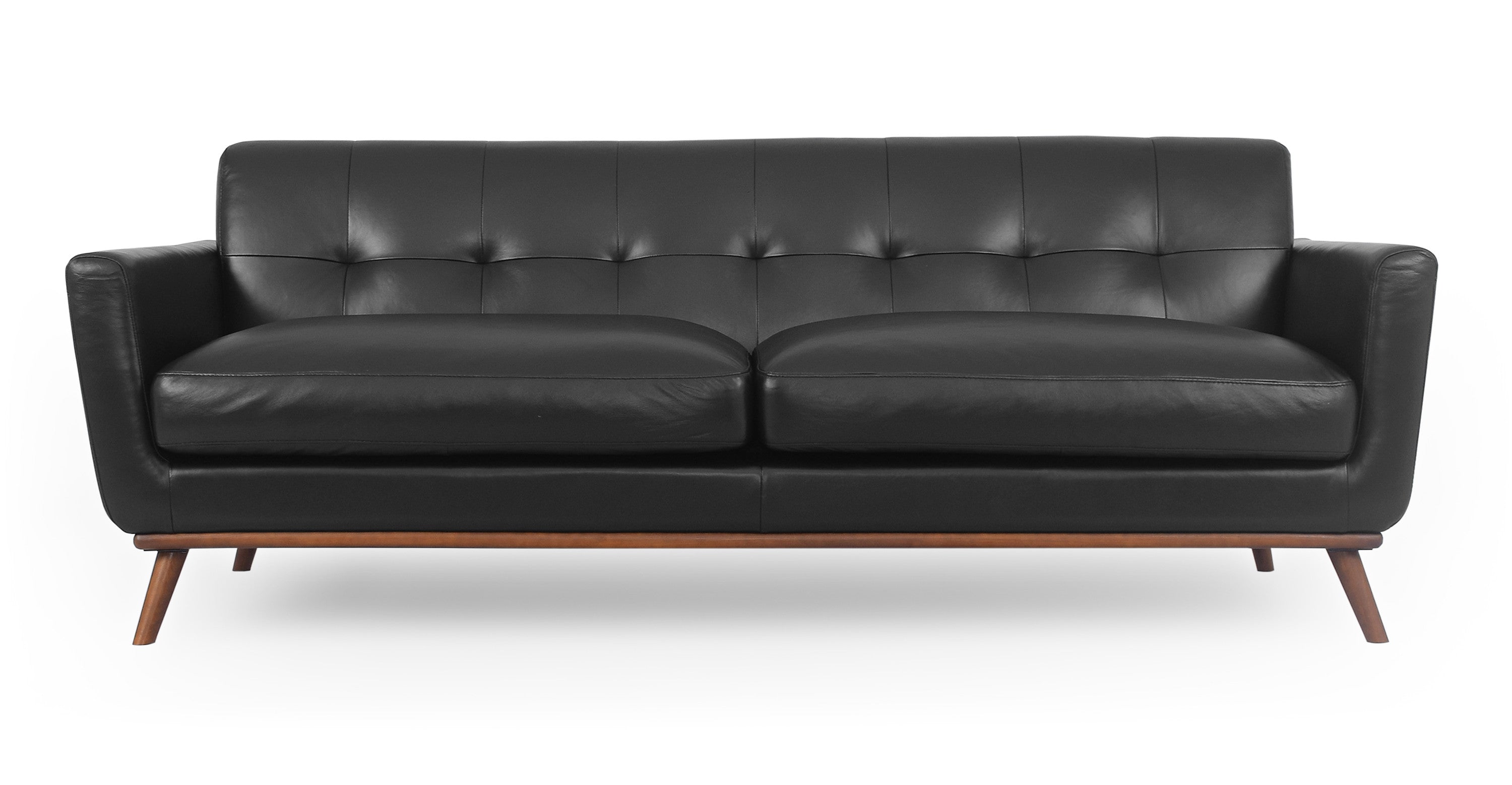 Jackie 88" Leather Sofa -2 Seater - Black