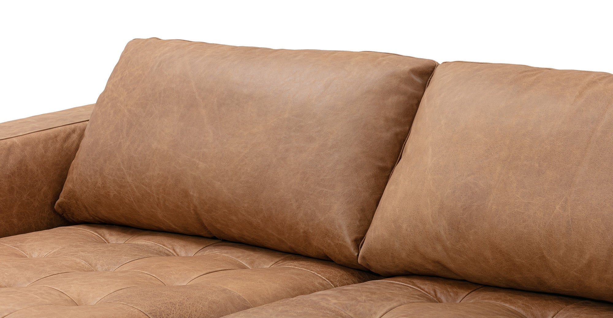 Newport 124" Leather Sofa Sectional Left -4 Seater -  Chestnut