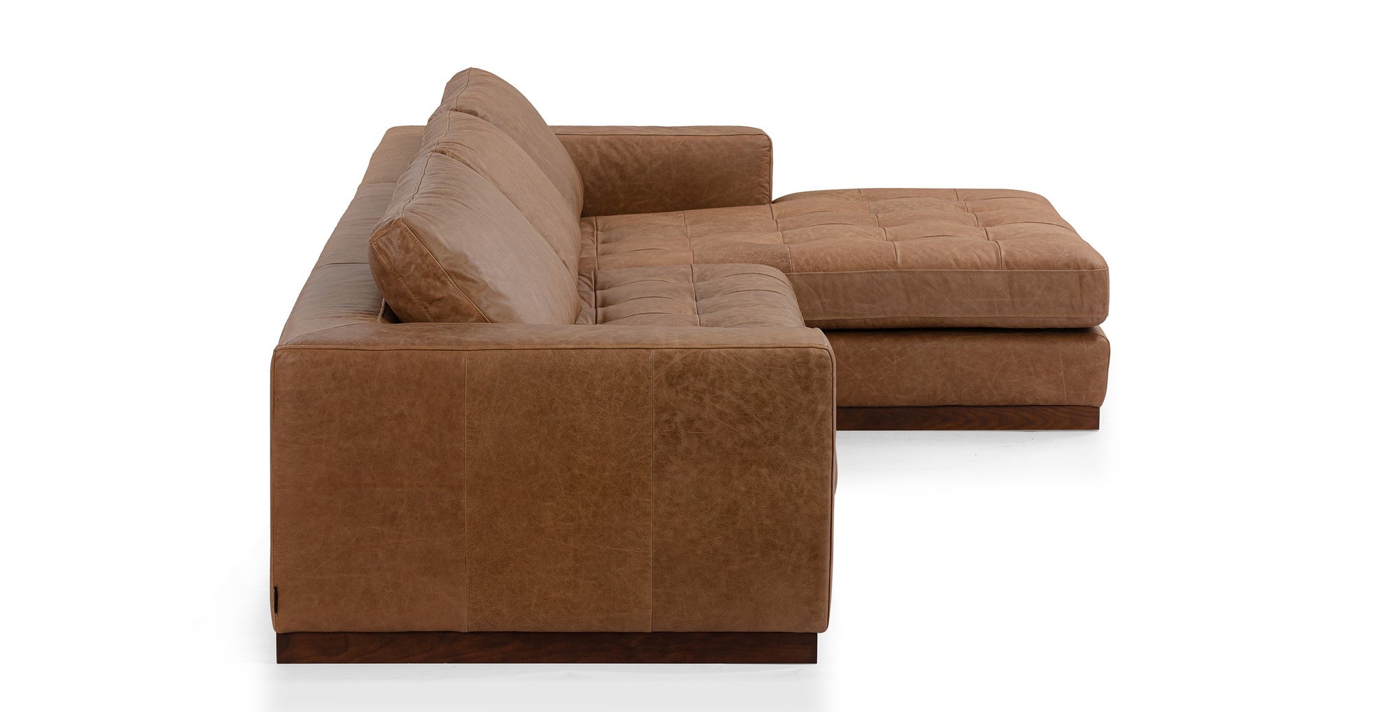 Newport 124" Leather Sectional Sofa  -6 Seater - Chestnut