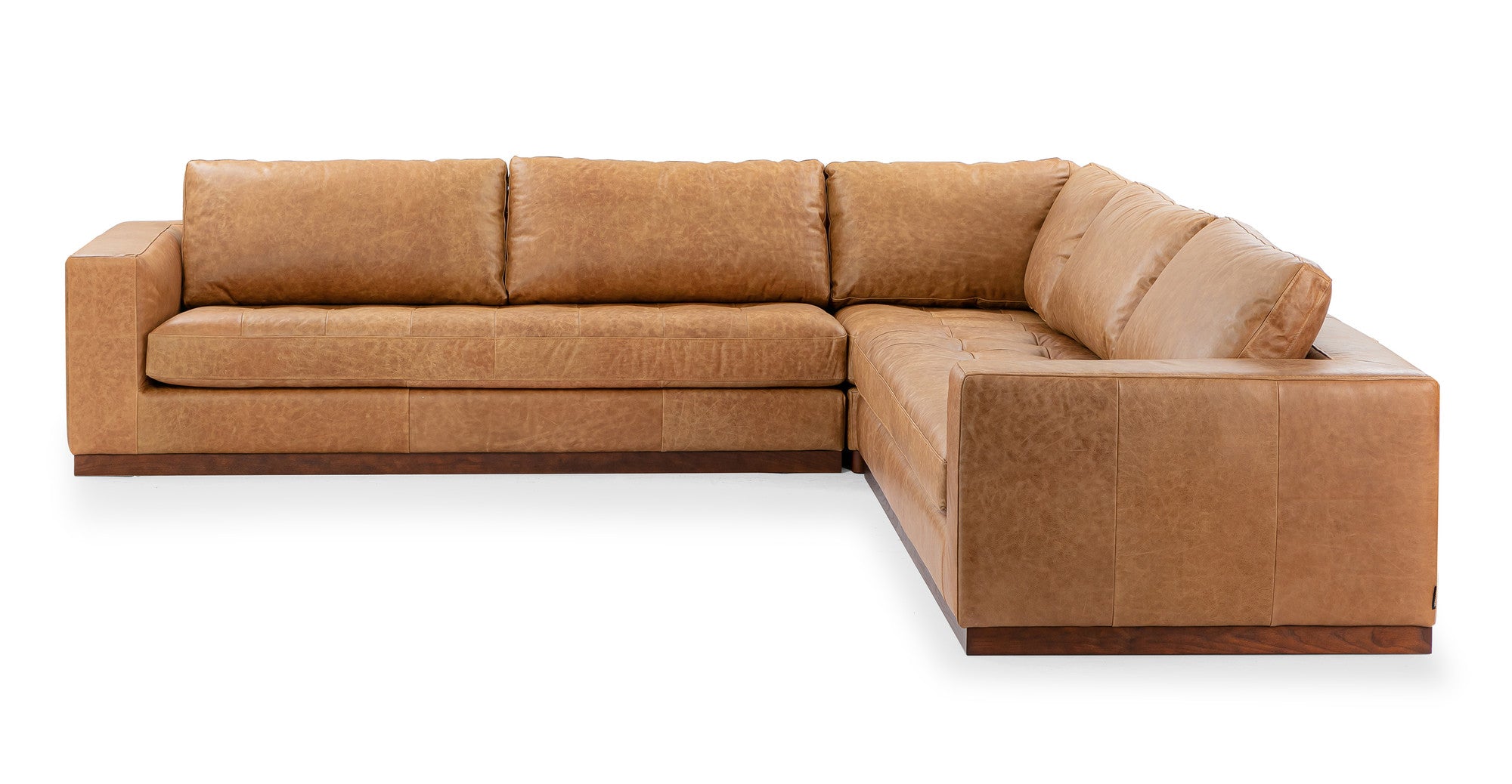 Newport 123" 3-pc L Corner Sofa Sectional -6 Seater - Chestnut