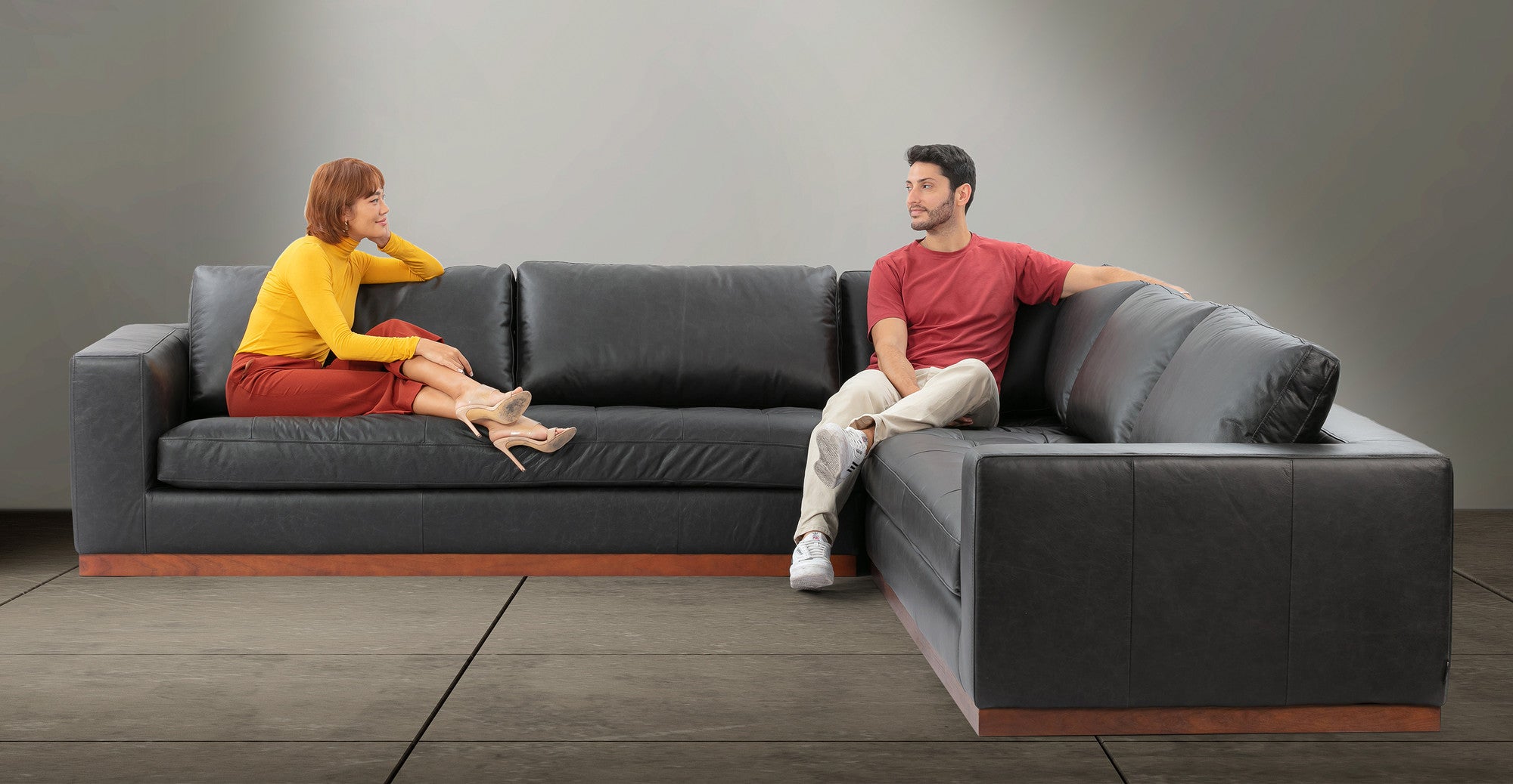 Newport 123" 3-pc L Corner Sectional Sofa -6 Seater - Ebony