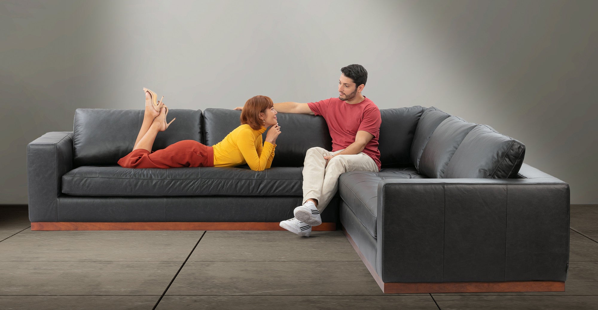 Newport 123" 3-pc L Corner Sectional Sofa -6 Seater - Ebony