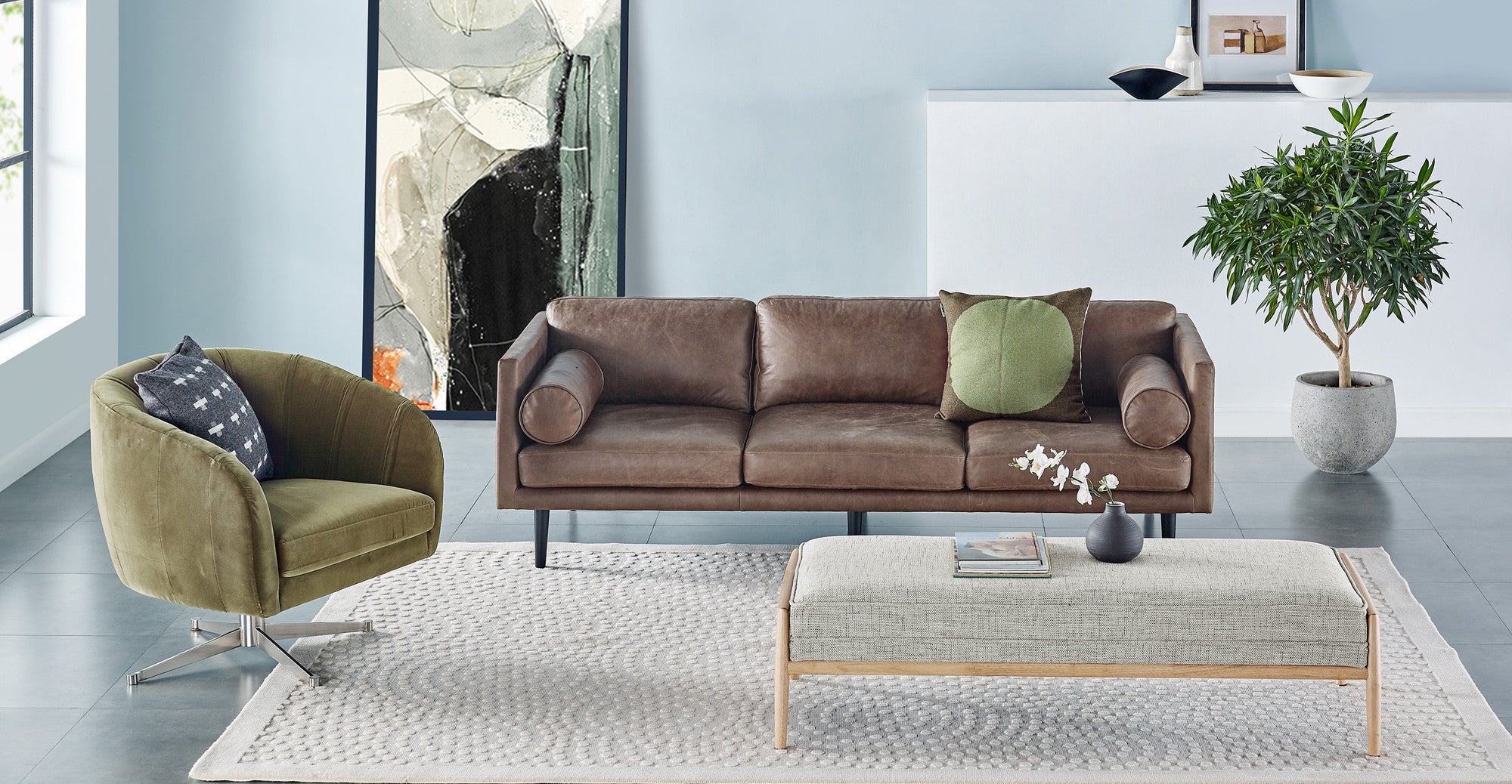 Spectre 81" Leather Sofa - 4 Seater - Milano Cigar