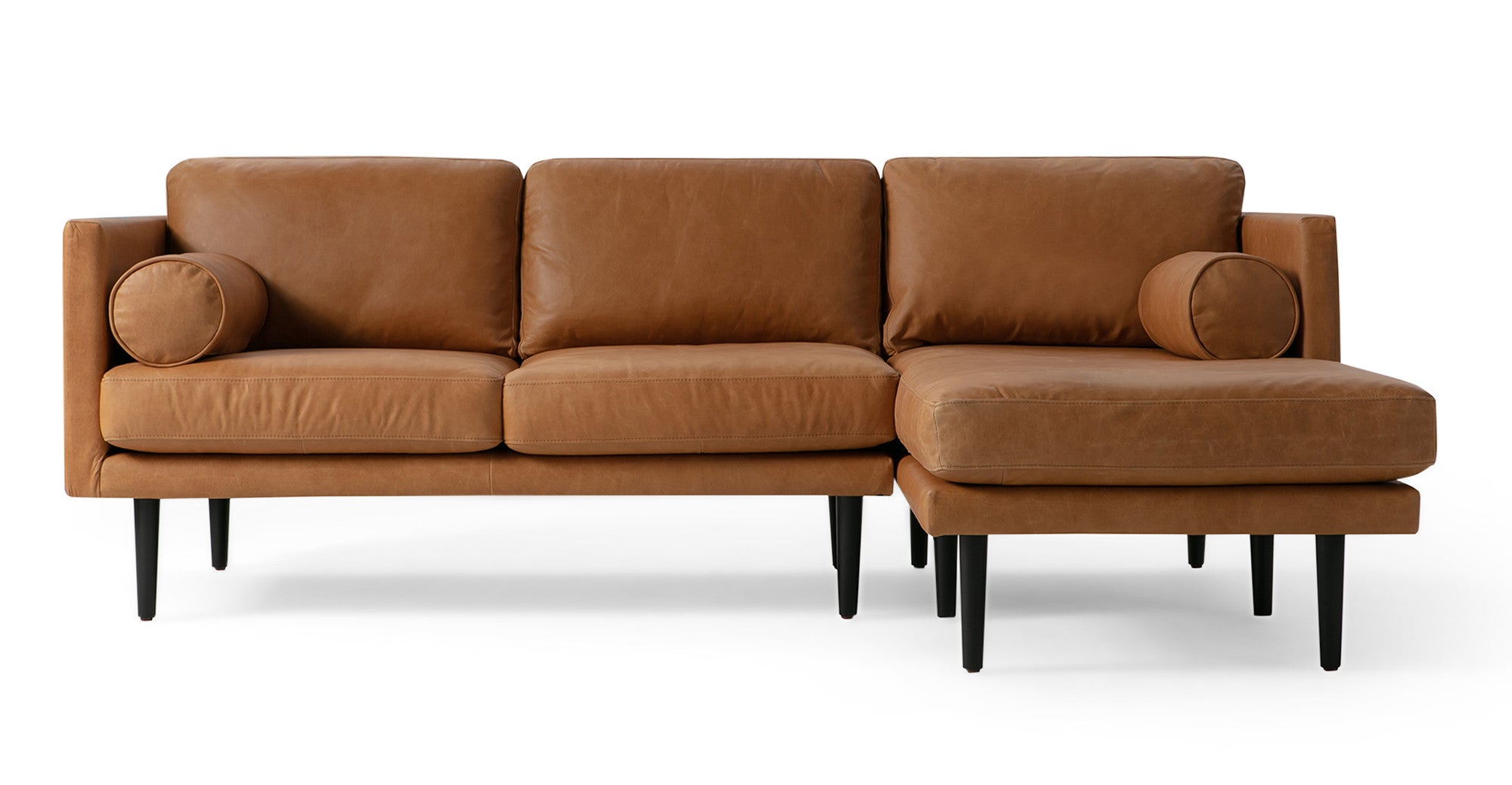 Spectre 81" Leather Sofa Sectional Right -3 Seater -  Milano Russet