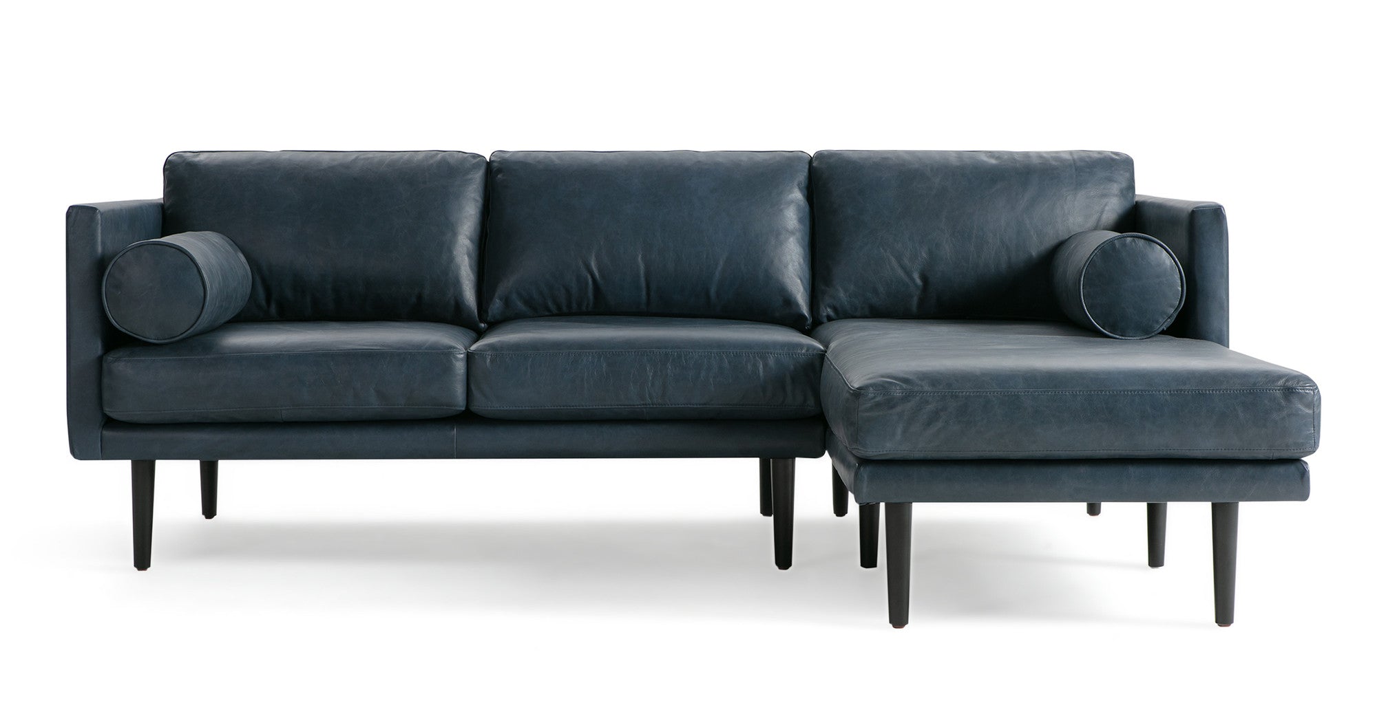 Spectre 81" Leather Sofa Sectional Right -3 Seater -  Napoli Blue