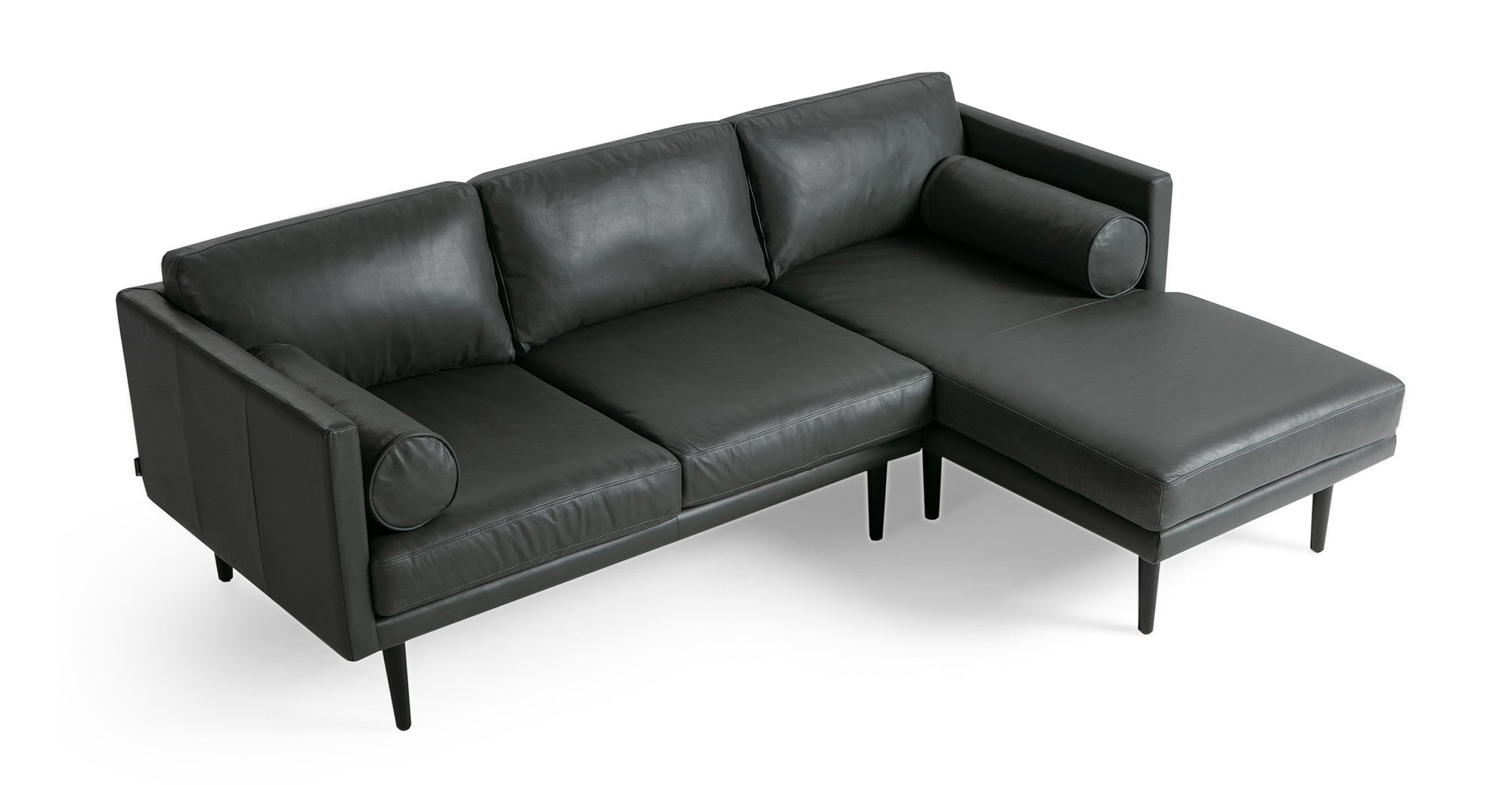 Spectre 81" Leather Sofa Sectional Right -3 Seater -  Napoli Grey