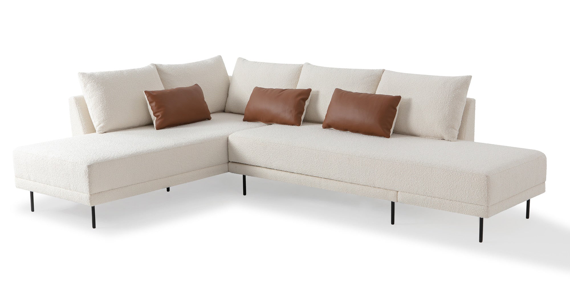 Stash 117" Fabric Sectional Sofa Sleeper Left - Blanc & Bronze