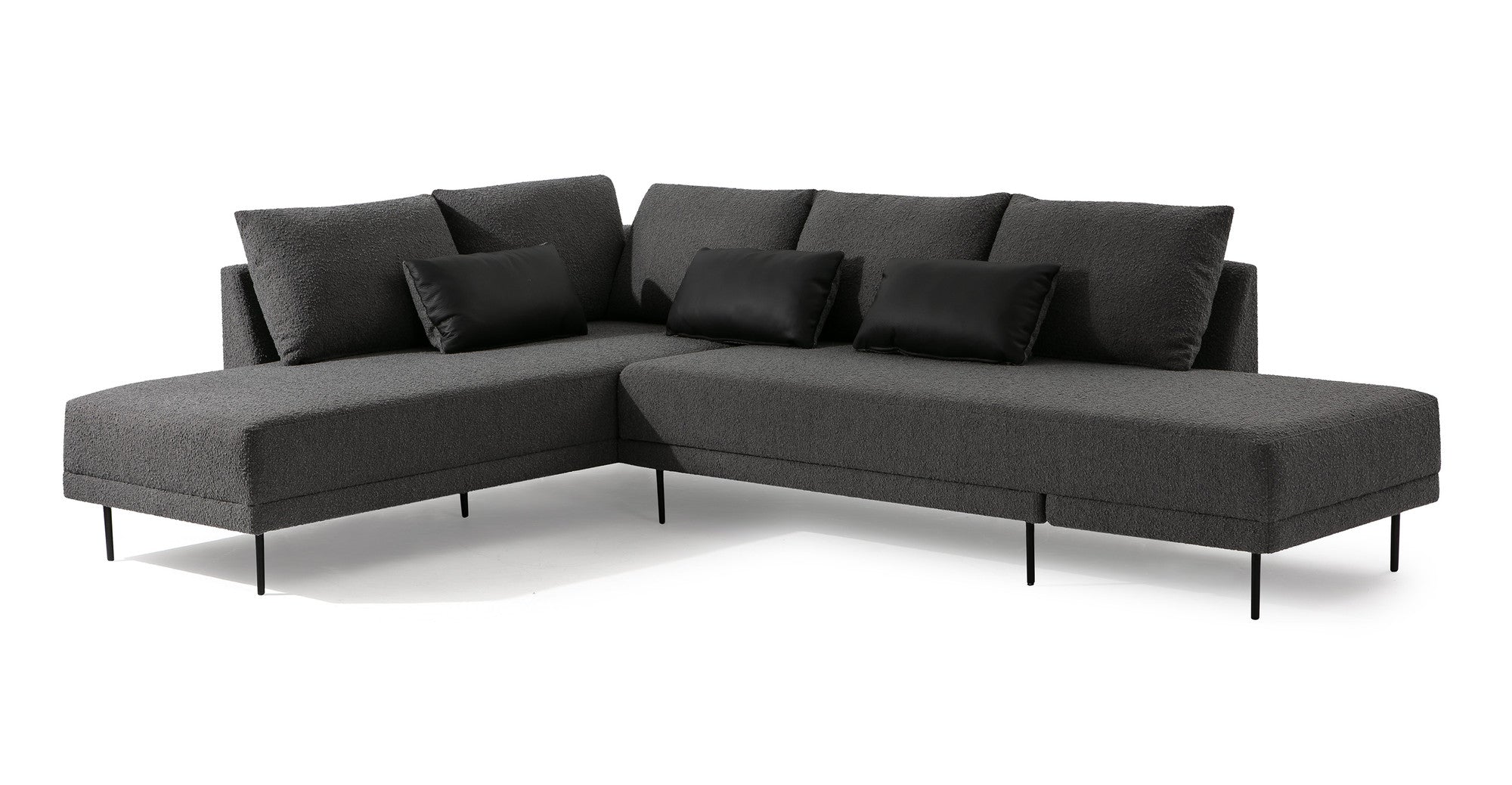 Stash 117" Fabric Sectional Sofa Sleeper Left - Gris & Black