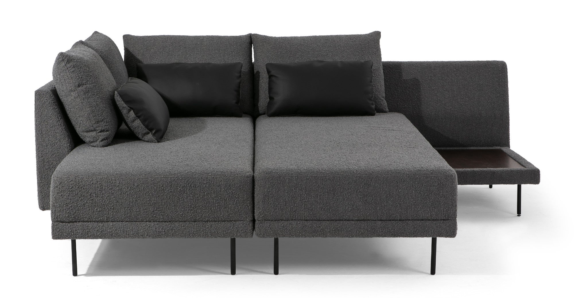 Stash 117" Fabric Sectional Sofa Sleeper Left - Gris & Black