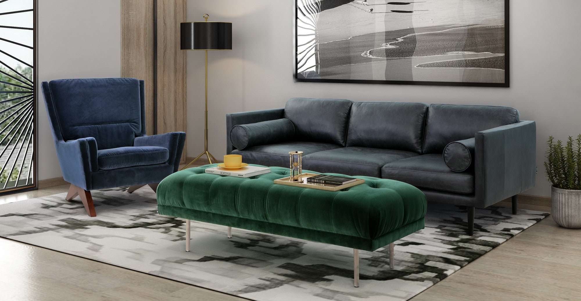 Spectre 81" Sectional Sofa Right -3 Seater -  Napoli Blue