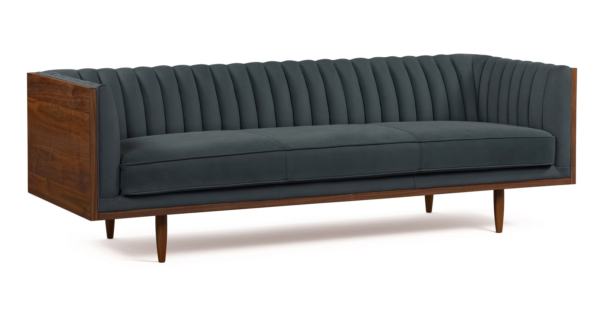 Woodrow Linea 87" Leather Sofa - 3 Seater - Azure Nubuck