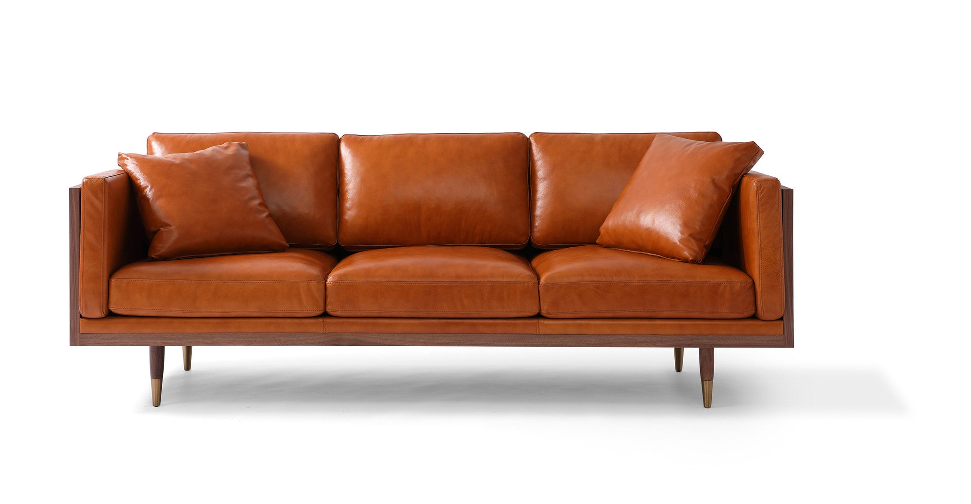 Woodrow Lush 87" Leather Sofa - 3 Seater - Tan Aniline