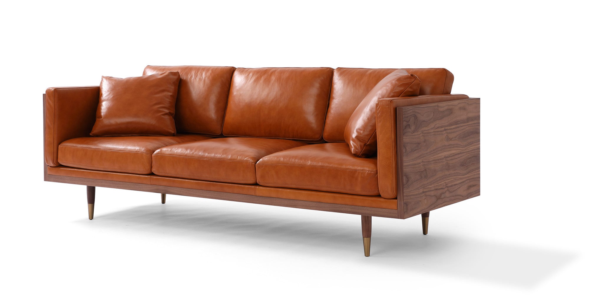 Woodrow Lush 87" Leather Sofa - 3 Seater - Tan Aniline