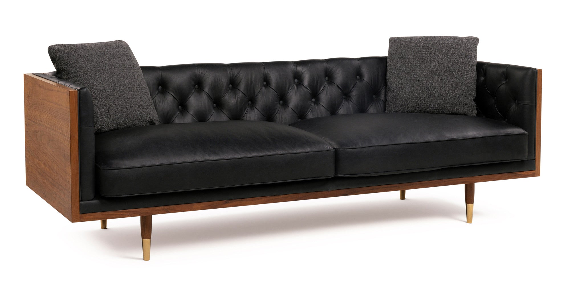 Woodrow Lush 87" Leather Sofa - 2 Seater - Milano Black