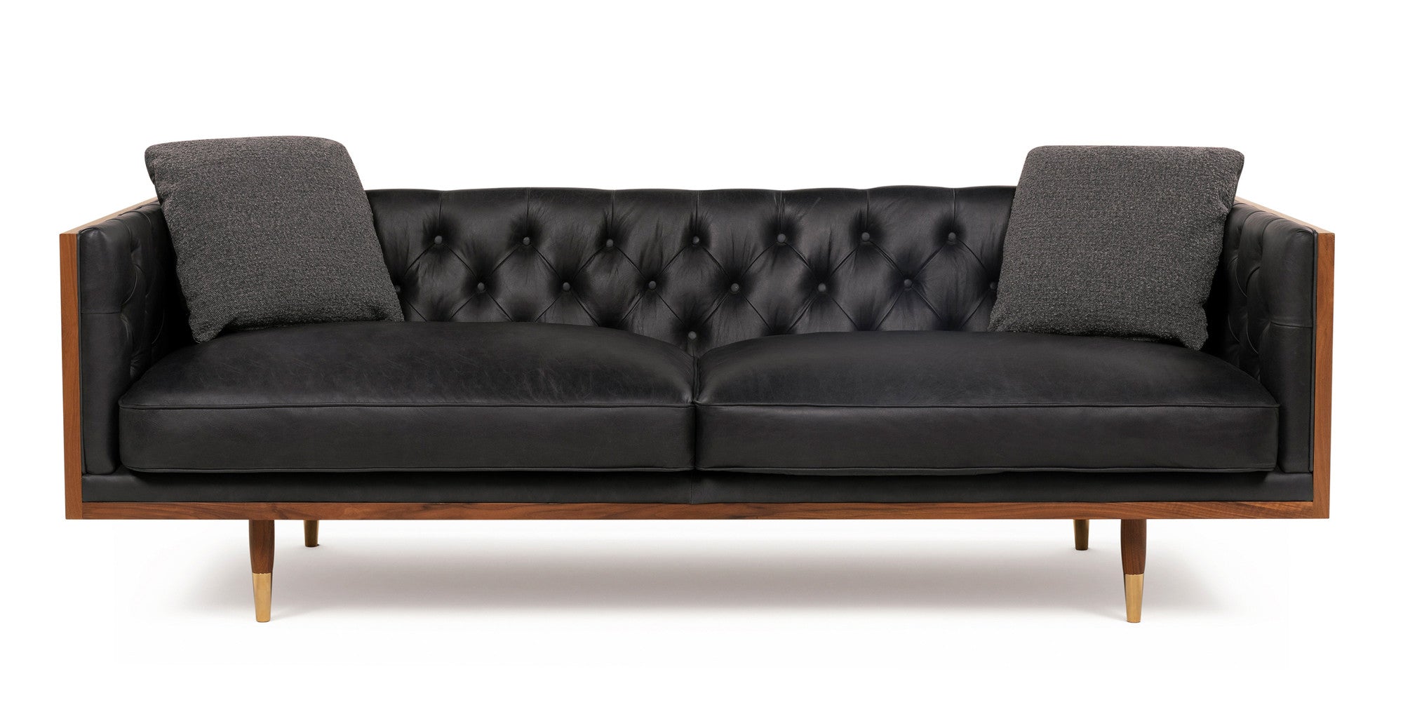 Woodrow Lush 87" Leather Sofa - 2 Seater - Milano Black