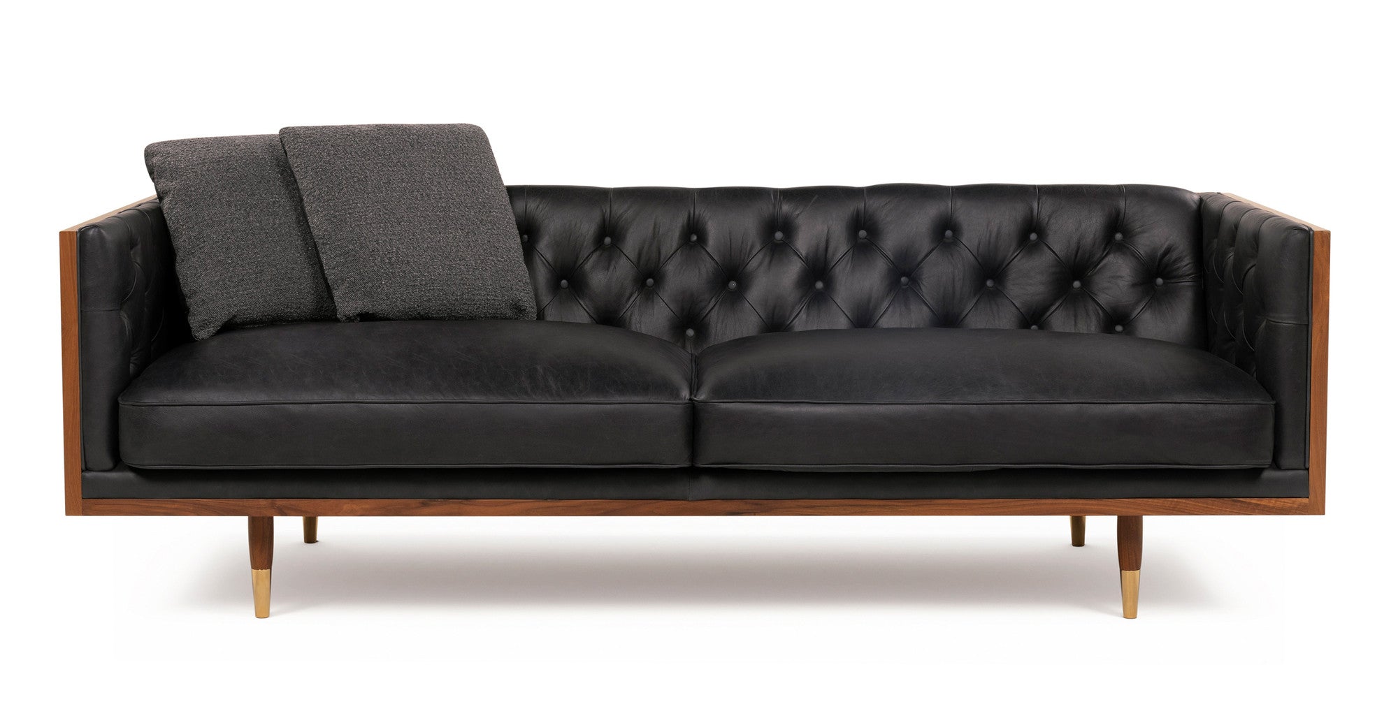 Woodrow Lush 87" Leather Sofa - 2 Seater - Milano Black