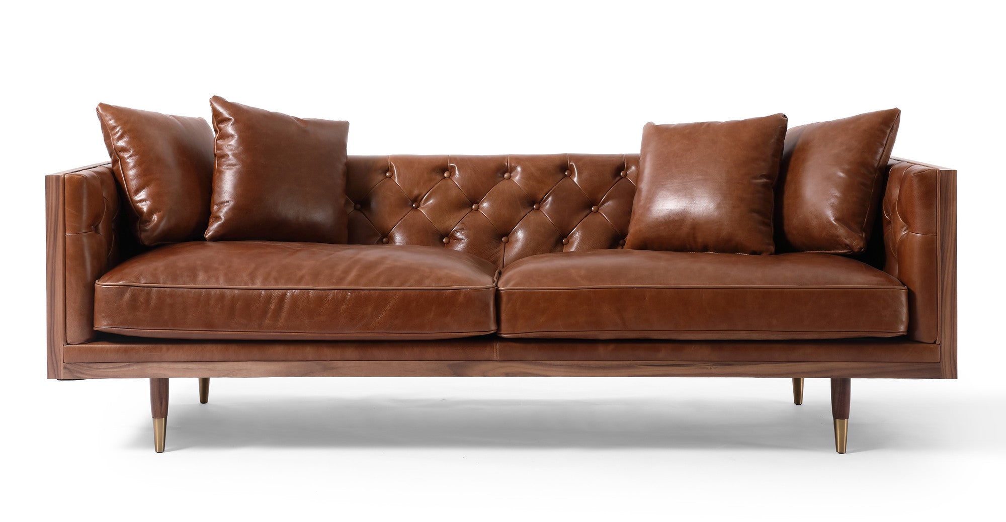 Woodrow Lush 87" Leather Sofa - 2 Seater - Saddle Brown