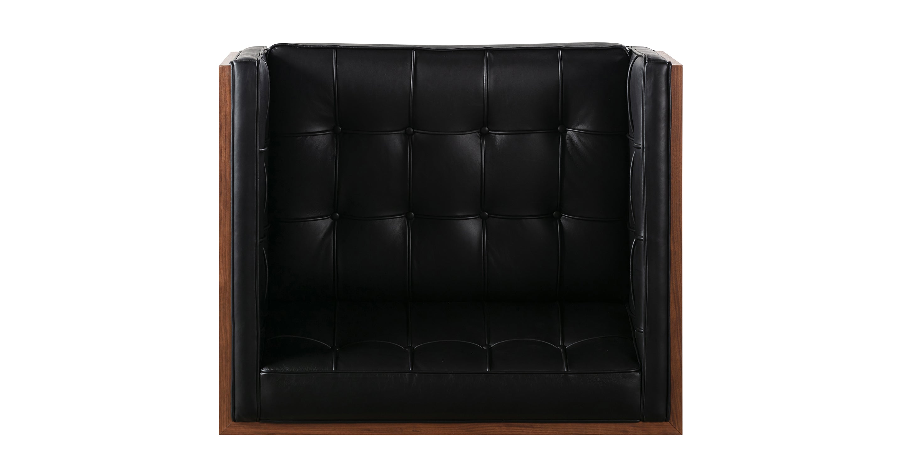 Woodrow Box Leather Chair - Napoli Black and Saddle Black