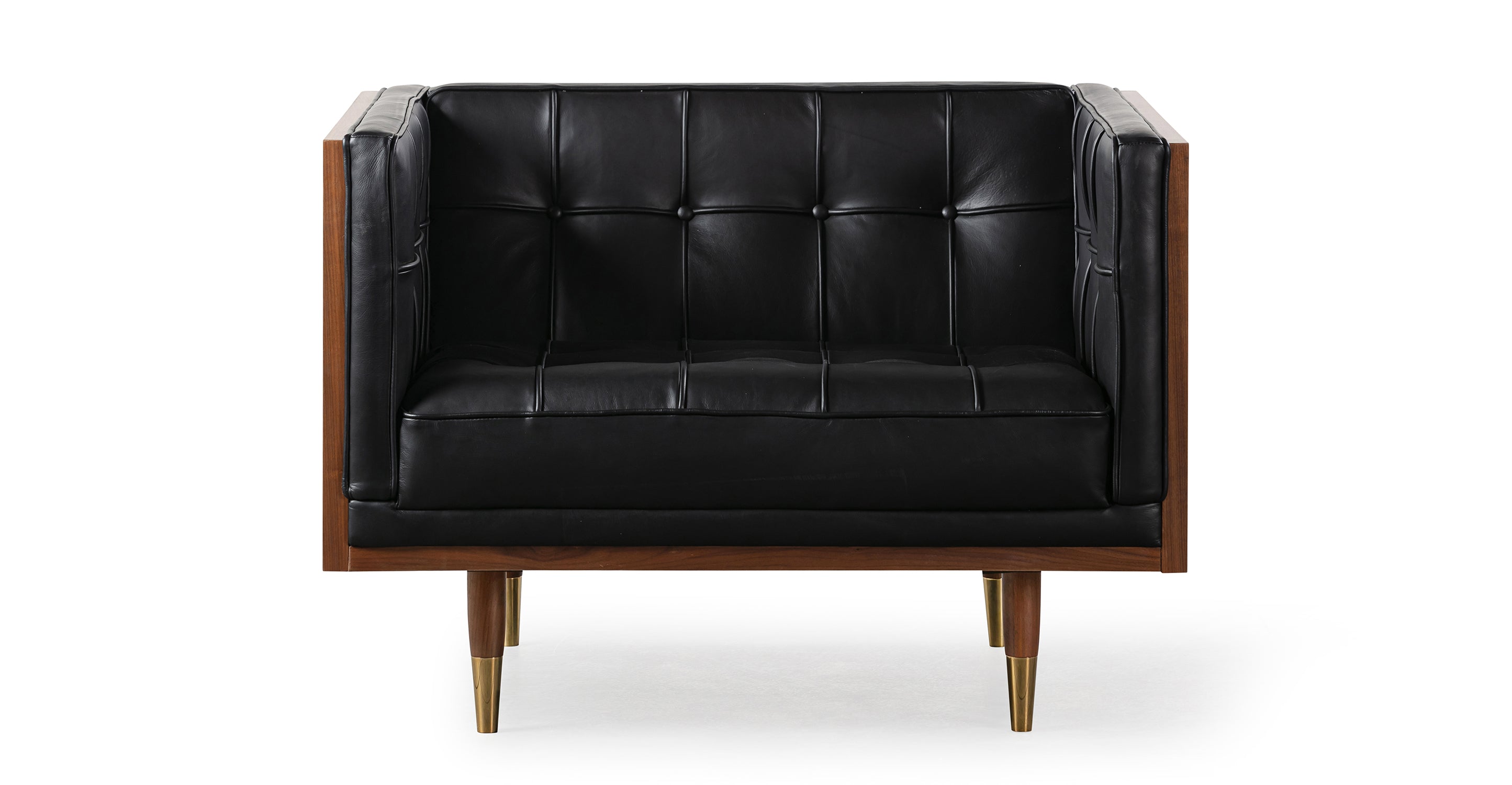 Woodrow Box Leather Chair - Napoli Black and Saddle Black