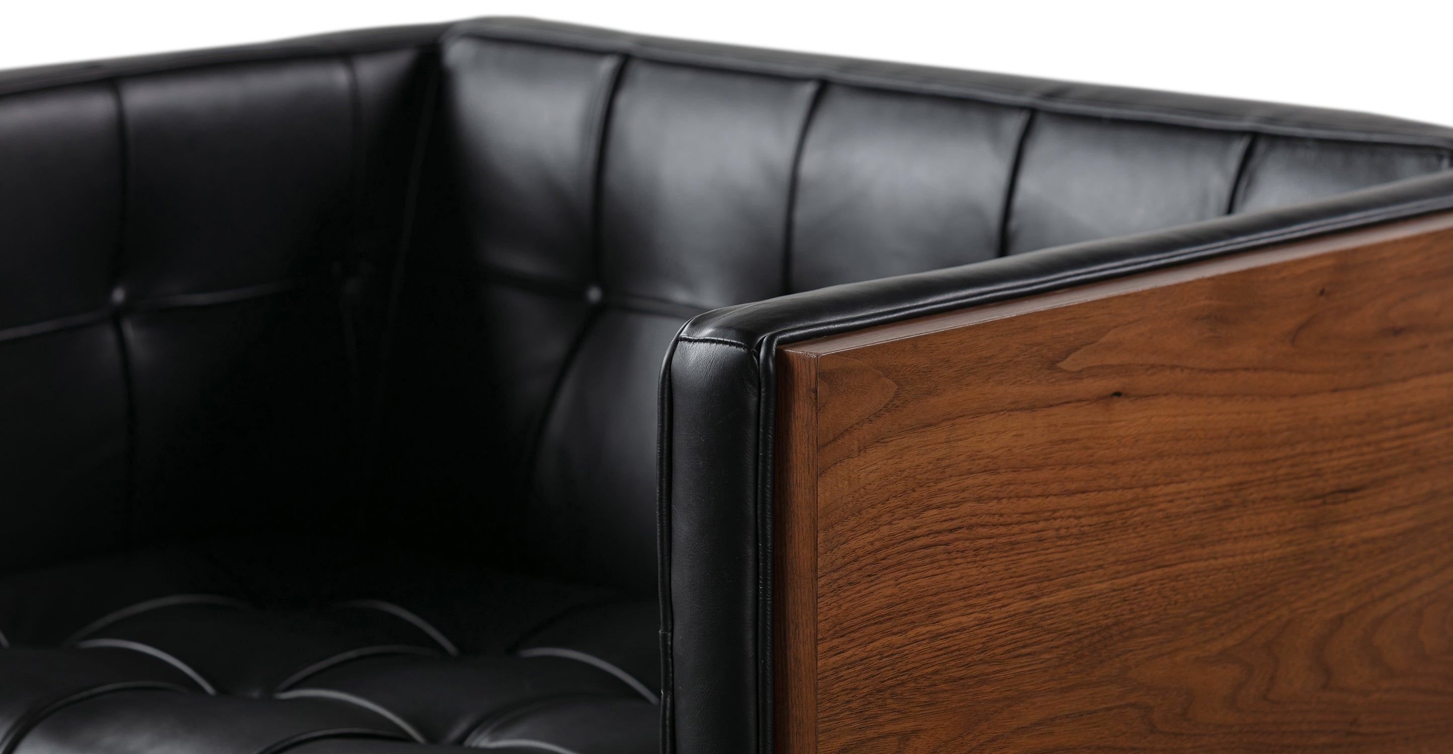 Woodrow Box Leather Chair - Napoli Black and Saddle Black