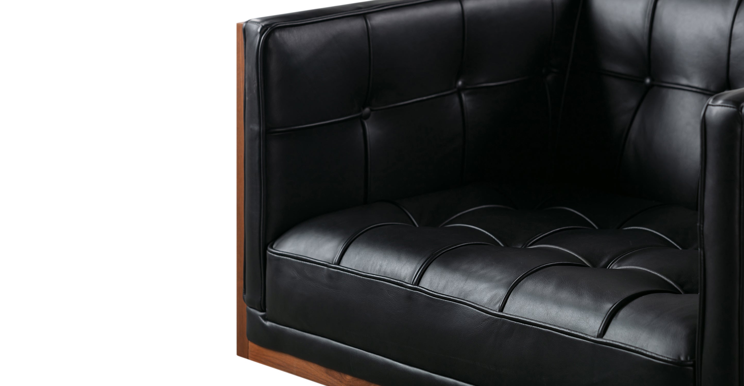 Woodrow Box Leather Chair - Napoli Black and Saddle Black