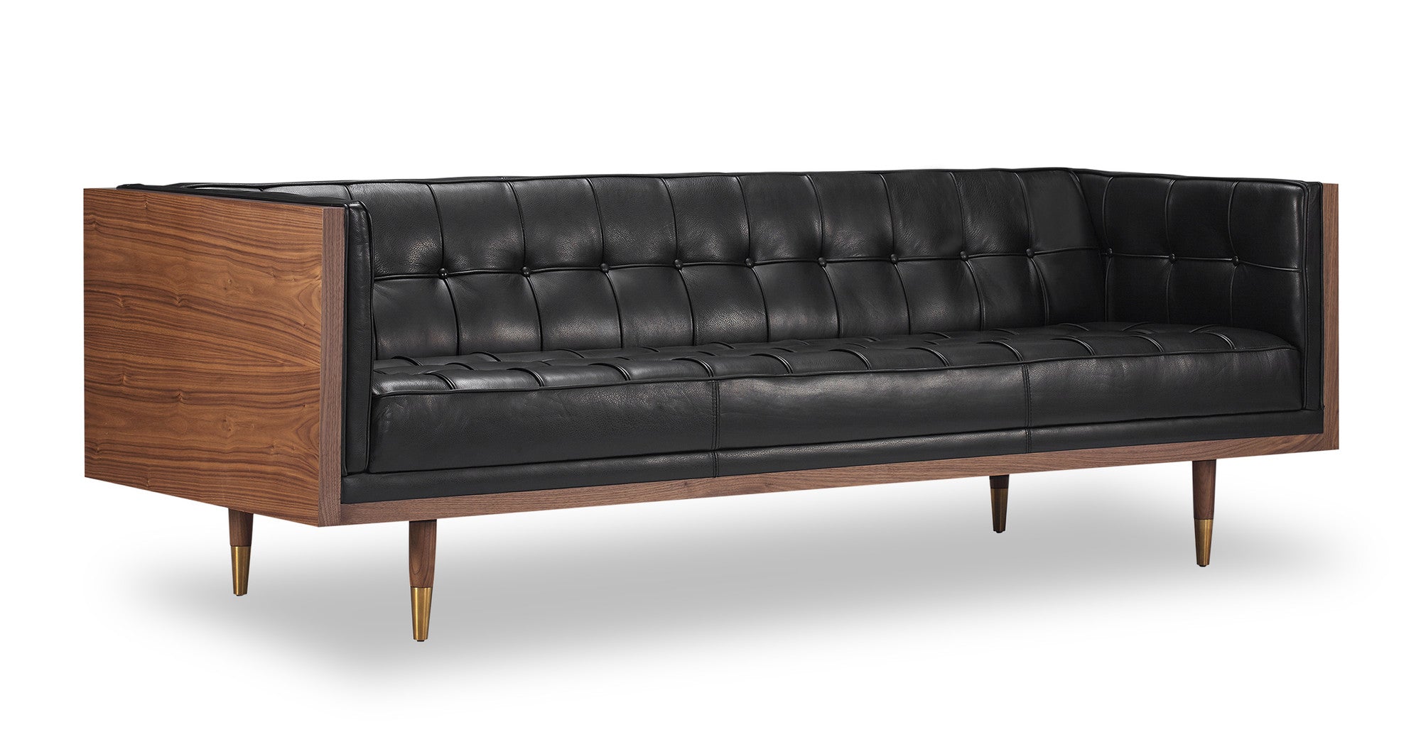 Woodrow Box 87" Leather Sofa - 3 Seater - Courier Black