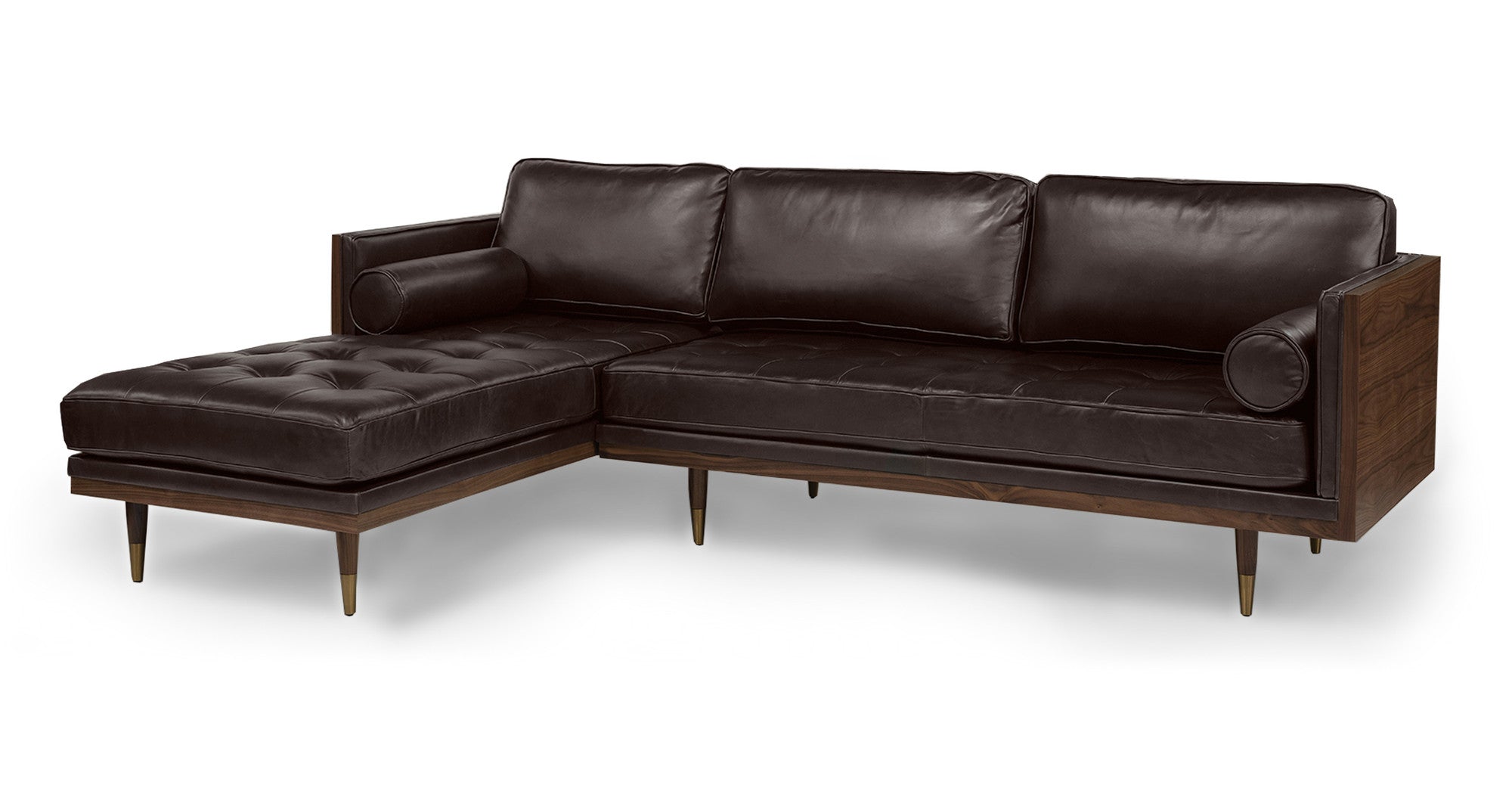 Woodrow Skandi 101" Leather Sectional Left - 3 Seater - Saddle Black