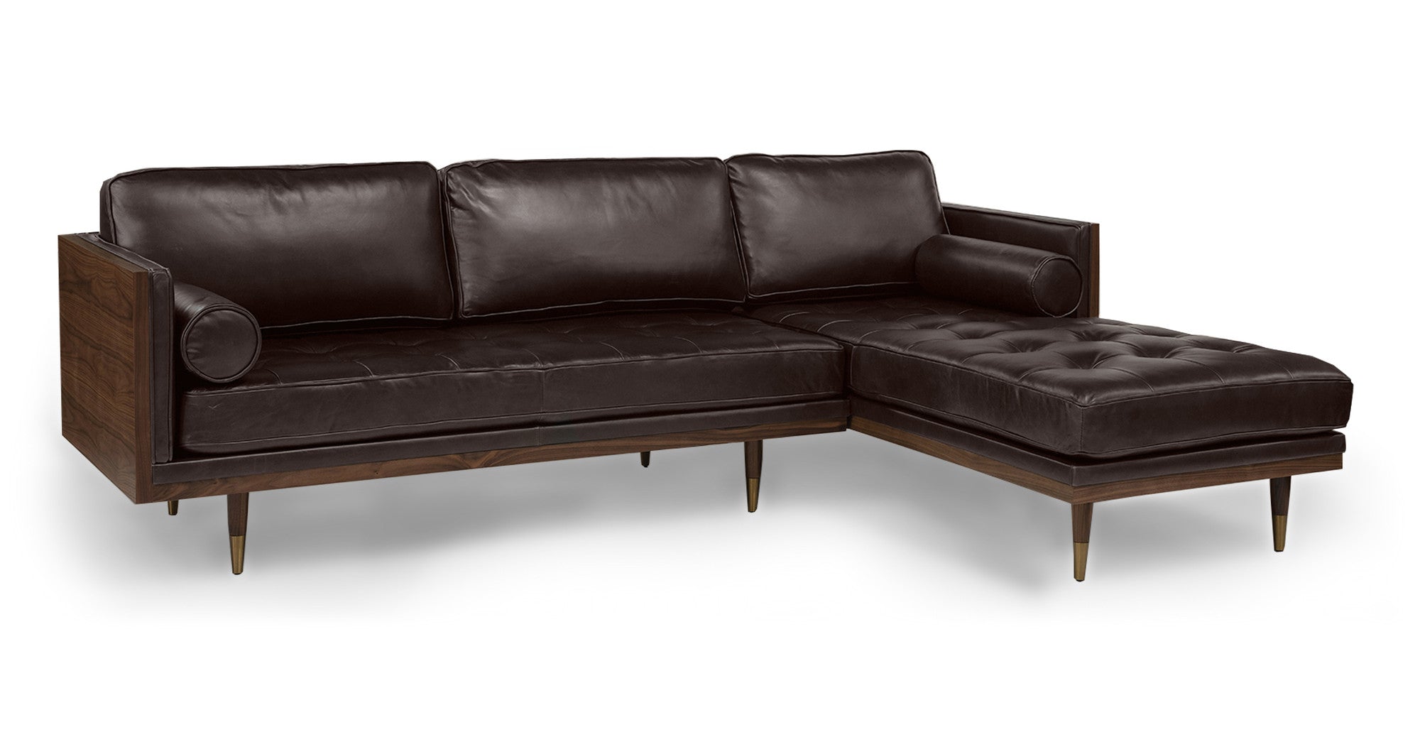 Woodrow Skandi 101" Leather Sectional Right - 3 Seater - Saddle Black