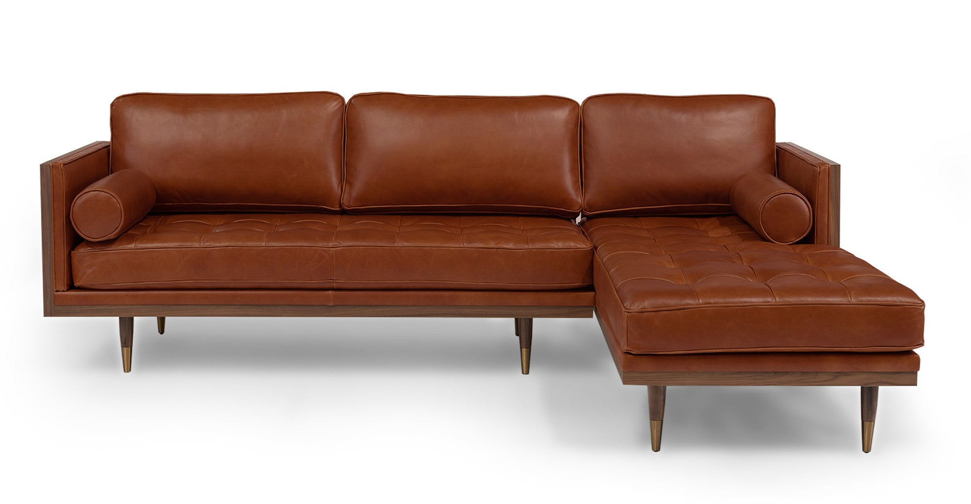 Woodrow Skandi 101" Leather Sectional Right - 3 Seater - Saddle Brown