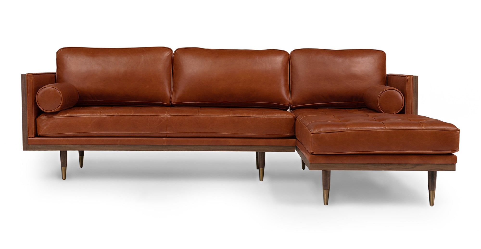 Woodrow Skandi 101" Leather Sectional Right - 3 Seater - Saddle Brown