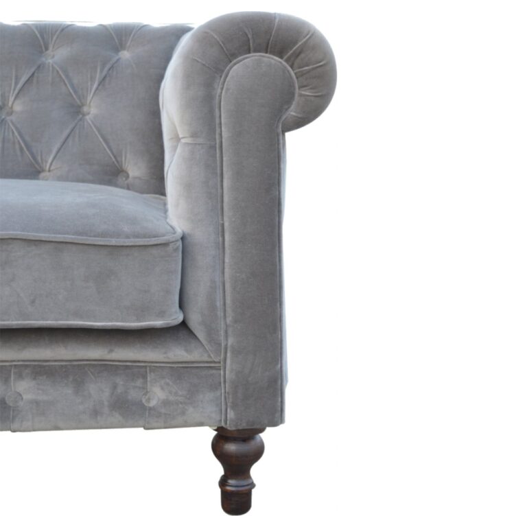 Grey Velvet Chesterfield Sofa