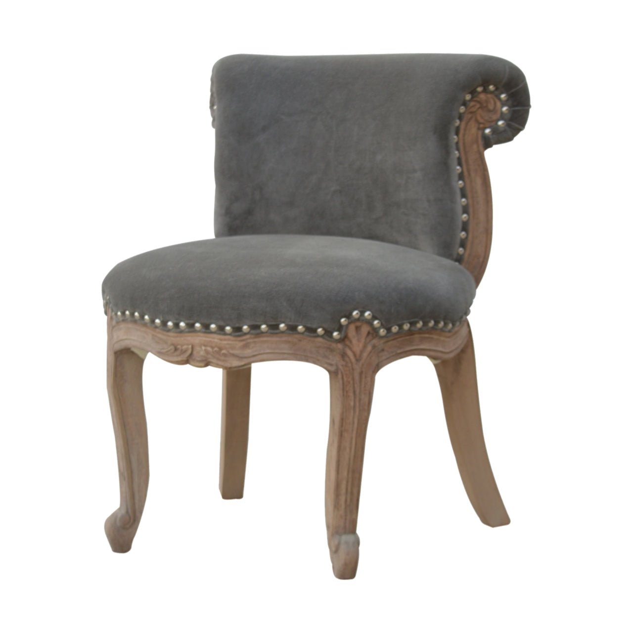 Grey Velvet Studded Chair