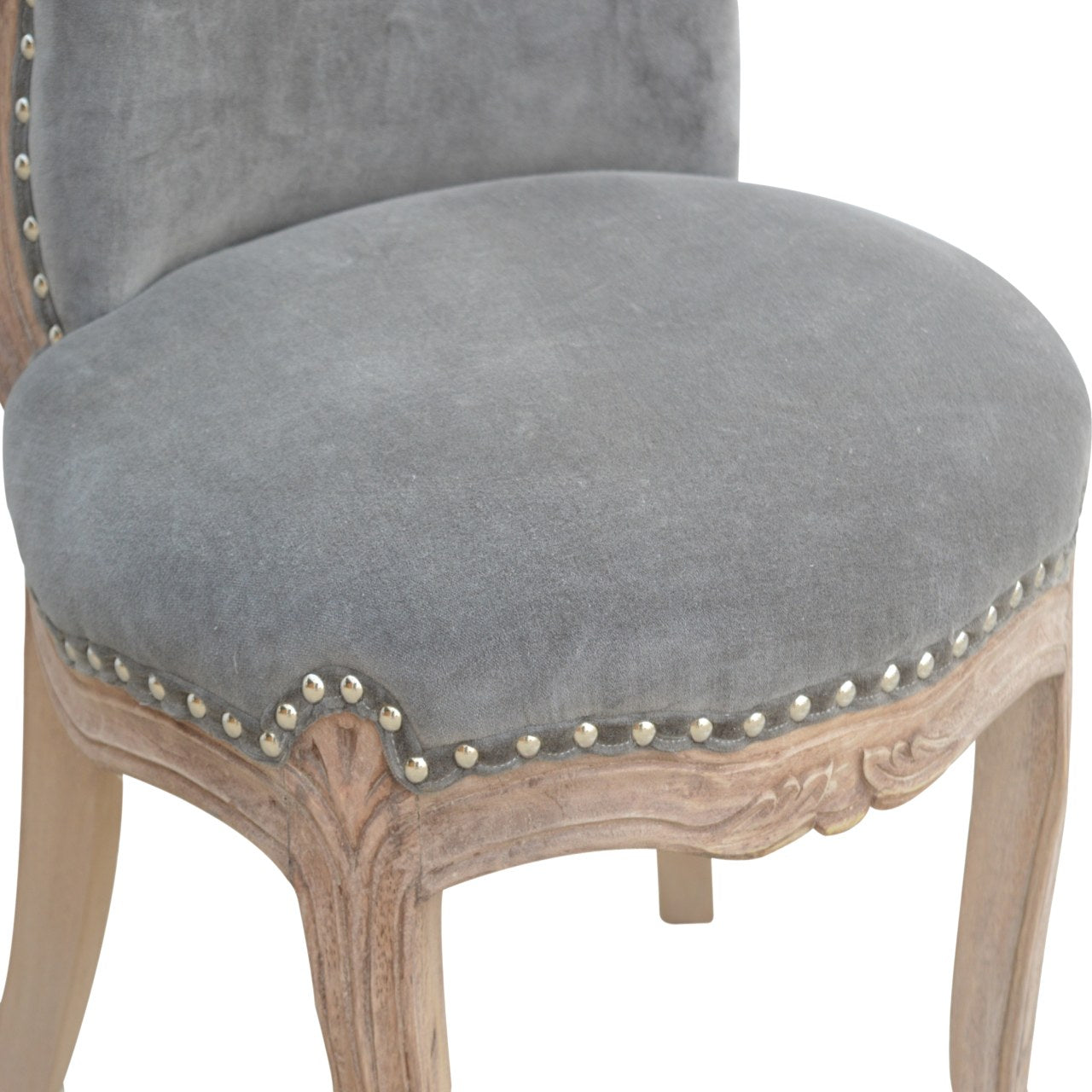 Grey Velvet Studded Chair