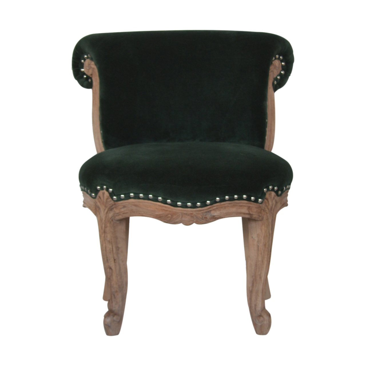 Dark Green Velvet Studded Chair