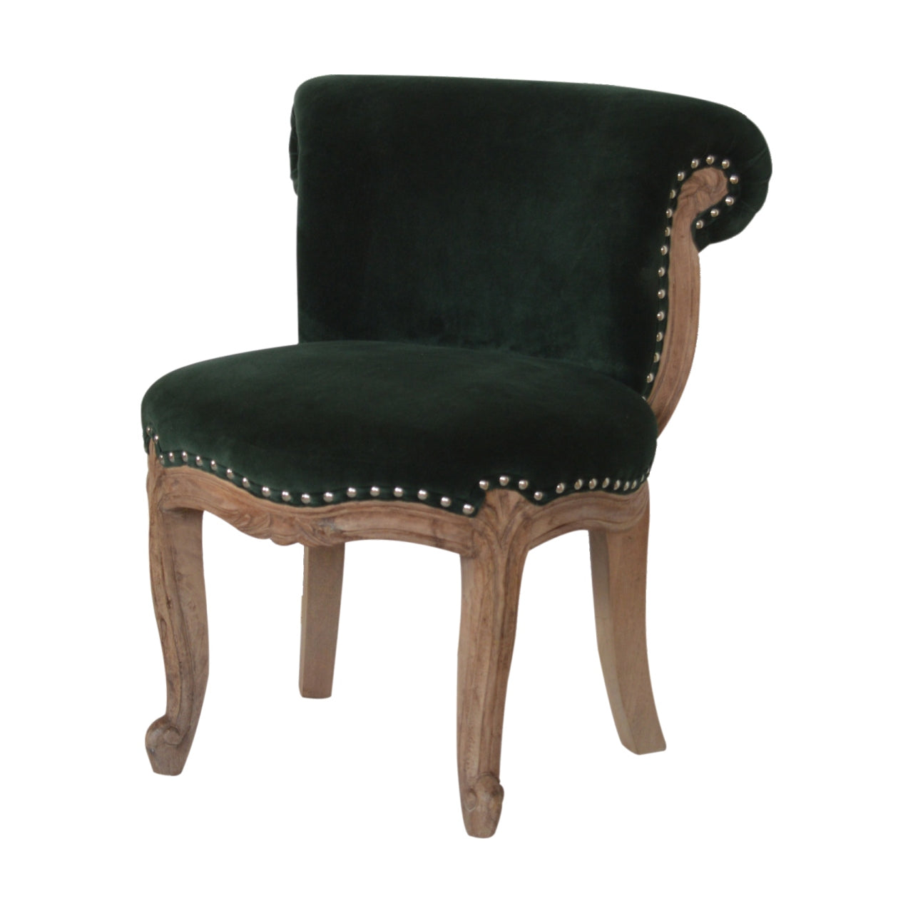 Dark Green Velvet Studded Chair