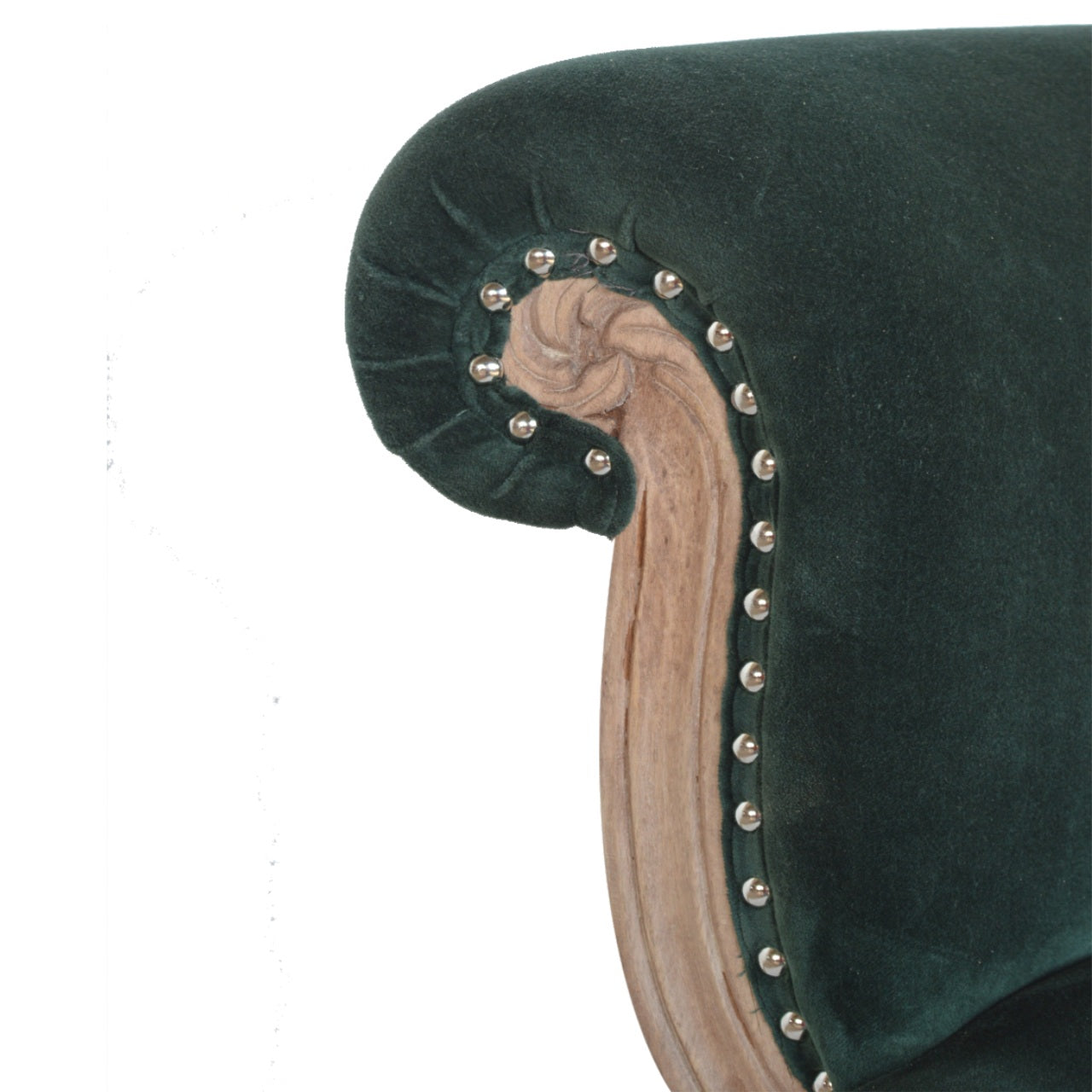 Dark Green Velvet Studded Chair