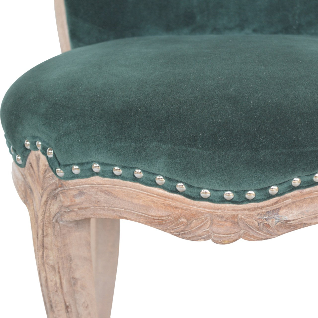 Dark Green Velvet Studded Chair