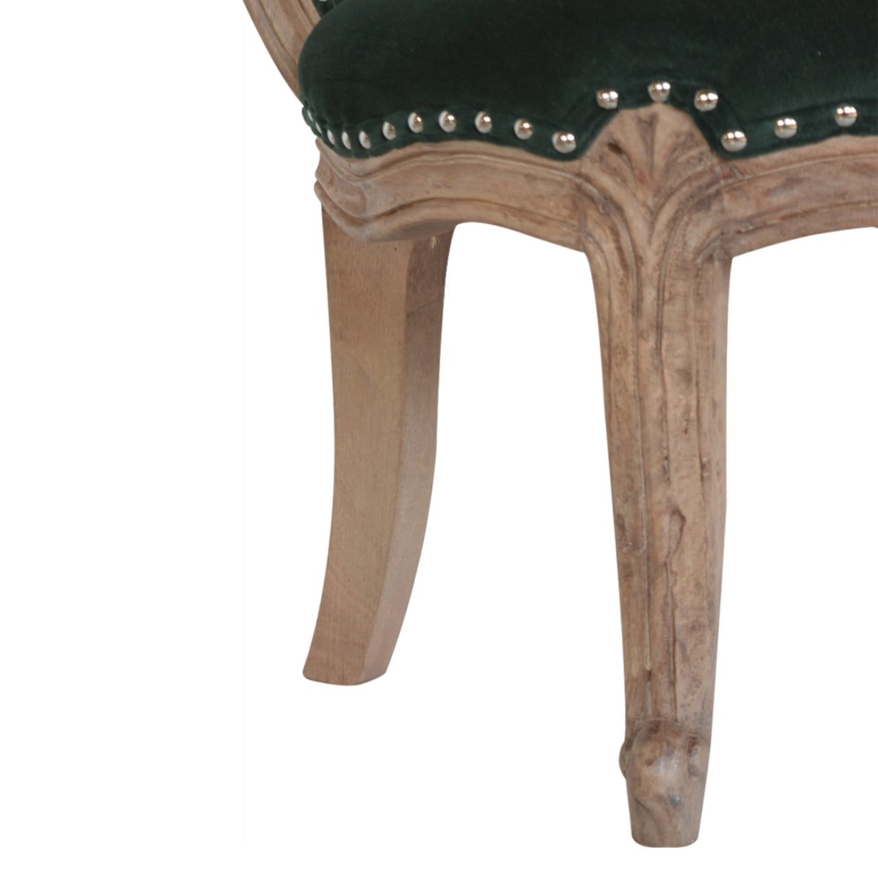 Dark Green Velvet Studded Chair