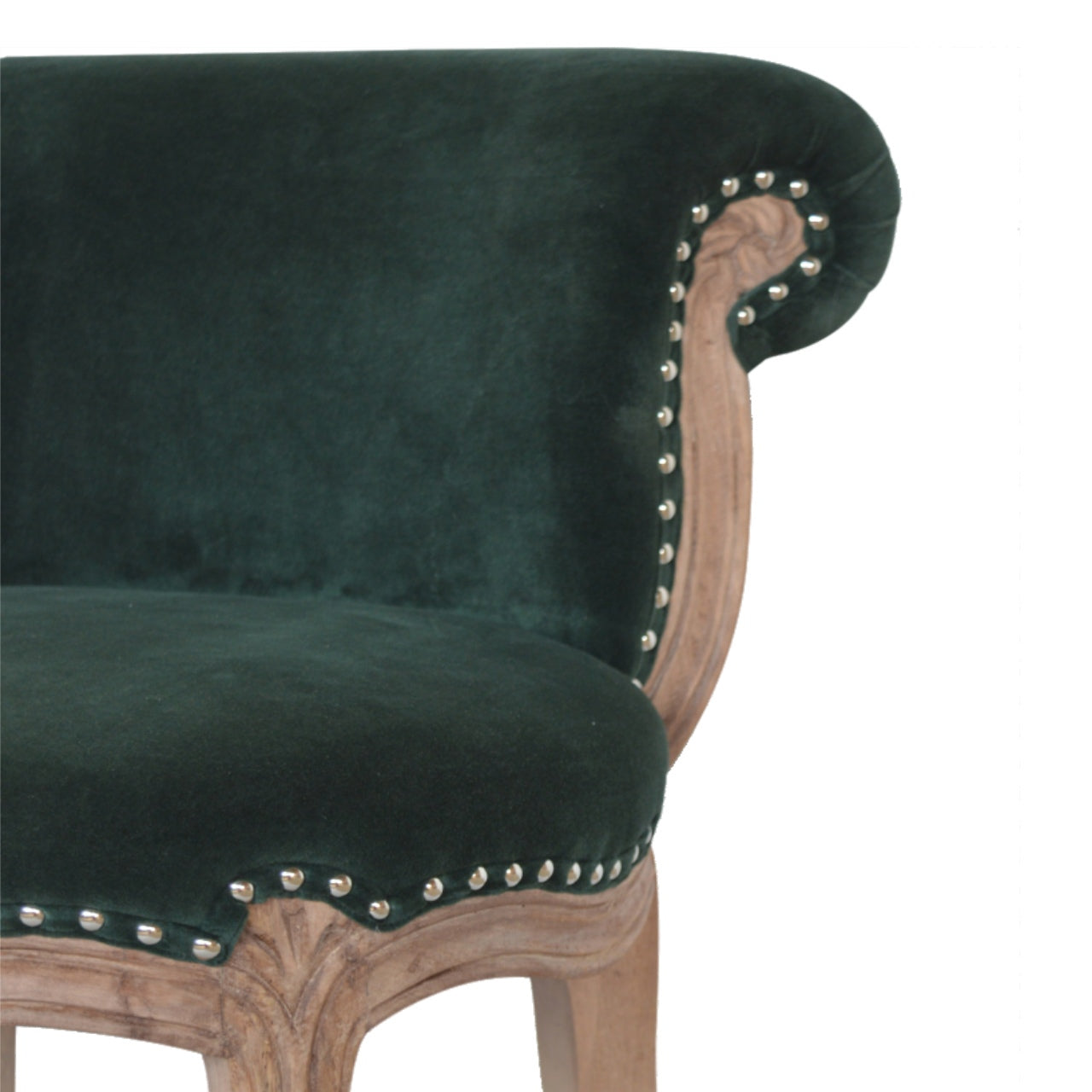 Dark Green Velvet Studded Chair